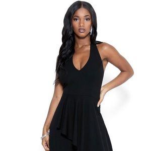 HALTER ASYM RUFFLE JUMPSUIT